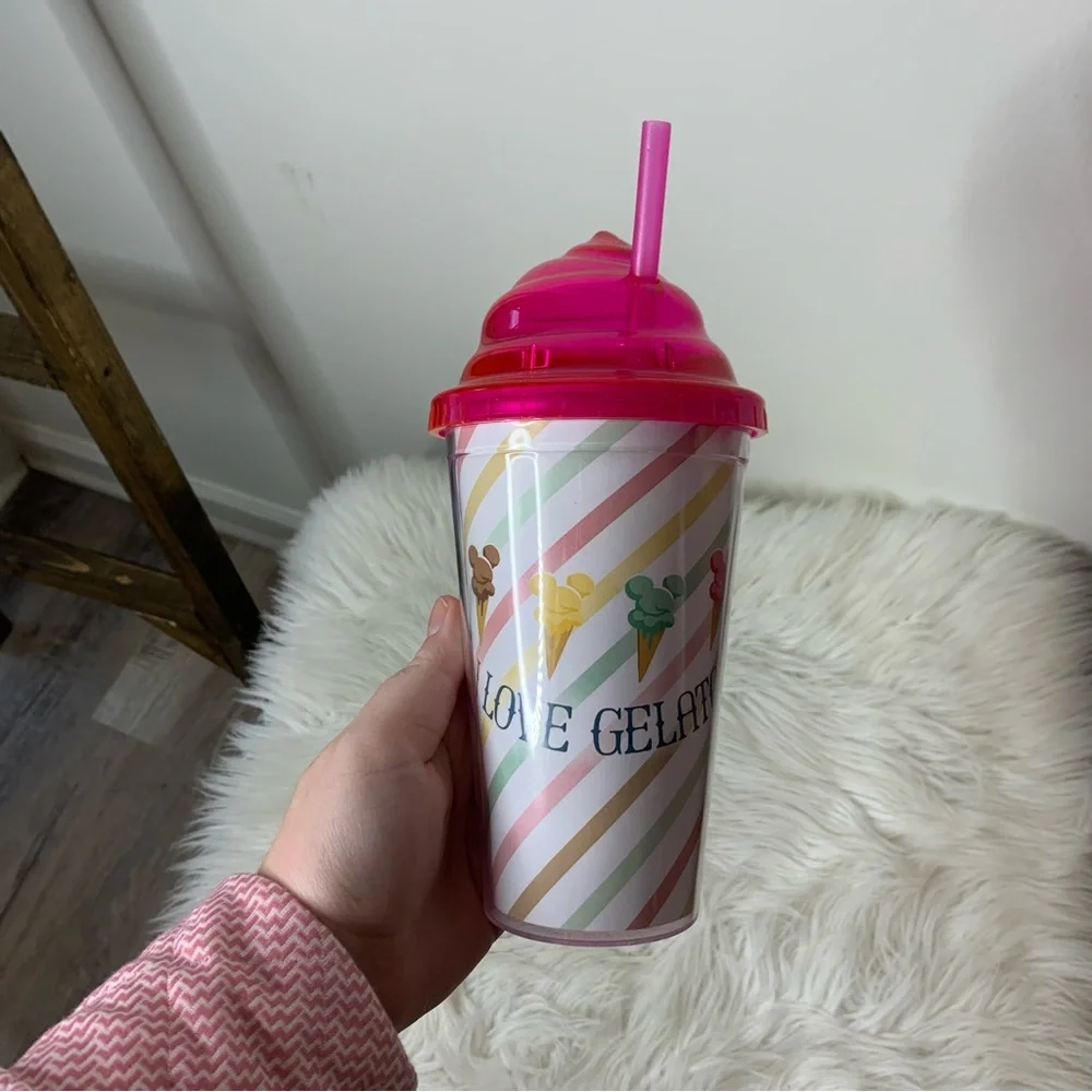 Disney Parks Epcot Italy Mickey I Love Gelato Disney Tumbler With Straw